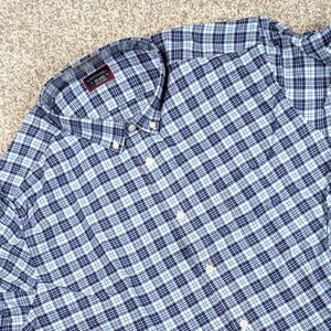 UNTUCKit Trotanoy Plaid Shirt Short‎ Sleeve Button Down Casual Blue White XXL